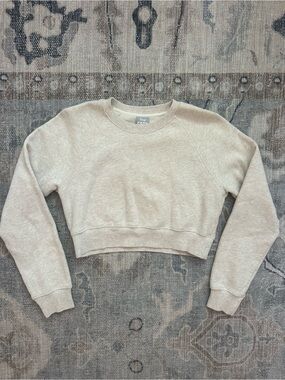 Aritzia TNA Cozy Fleece Crewneck Light Beige
